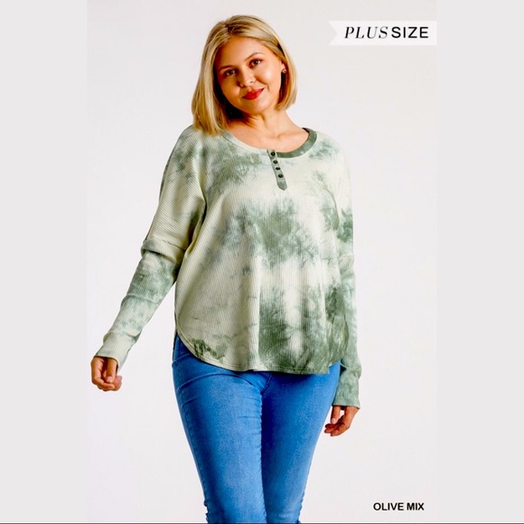 NEW Umgee Plus Olive Mix Tie Dye Top XL-2XL - Picture 5 of 15